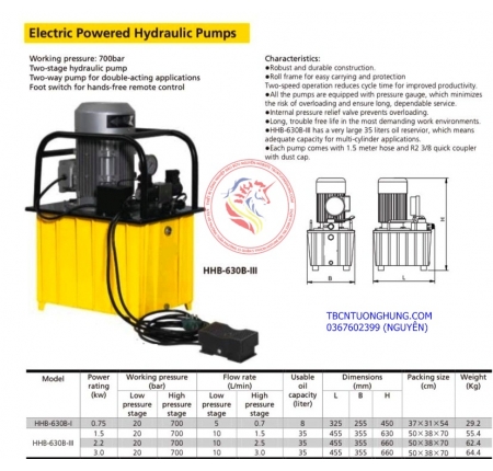 BƠM ĐIỆN THỦY LỰC TLP HHB-630M III 2.2KW 380V CHINA