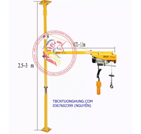 Khung cẩu xoay tời điện mini Pa gia đình 500kg 180 độ