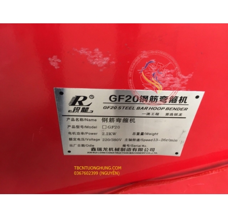 Máy uốn sắt bẻ đai GF20 2.2kw china 220v 380v