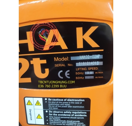 PALANG XÍCH ĐIỆN HAK 2 TẤN 2000KG 220V