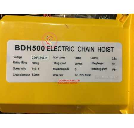  Palang xích điện 500kg BDH500 220v