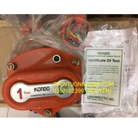 PALANG XÍCH LẮC TAY KONDOTEC 1 TẤN 1.5 MÉT KT-L1T JAPAN